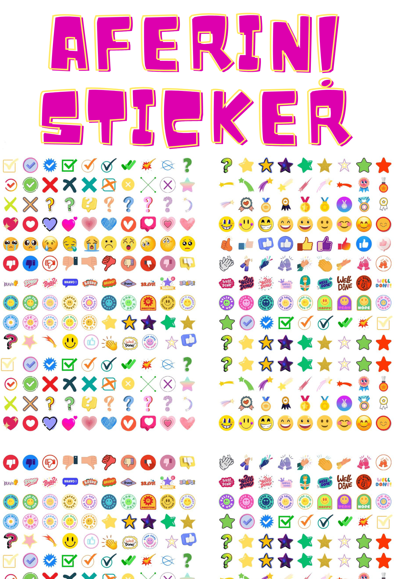 Etiketçi Paşa 1064 Adet Öğretmenler İçin Öğrenci Ödüllendirme Stickerları - Ödev Kontrol Etiketleri -Sınıf ve Okul